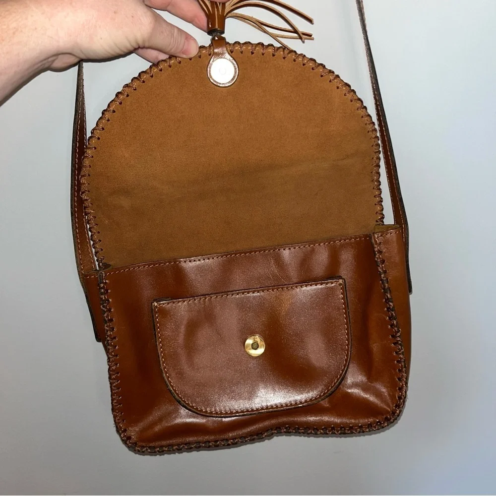 Patricia Nash Brown Leather Tassel Shoulder Bag